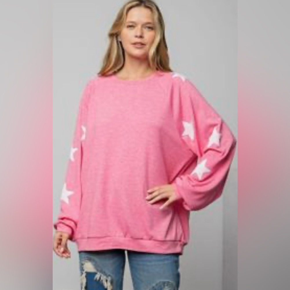 Easel Los Angeles Barbie Pink Star Sweatshirt Size Small